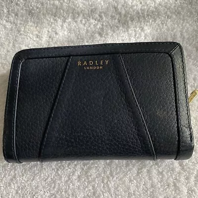 Radley Blue Leather Purse Zip Round • £25
