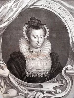 Mary Queen Of Scots Mary Stuart C. 1750 Decorative Engraved Portrait • $60