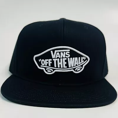 Vans Off The Wall Men's Hat Black Snapback Cap OS White Logo New • $18.47