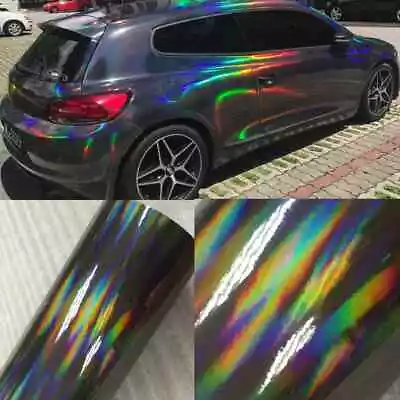 Glossy Laser Holographic Chrome Vinyl Vehicle Wrap Foil Film Graphics Sticker • $17.79