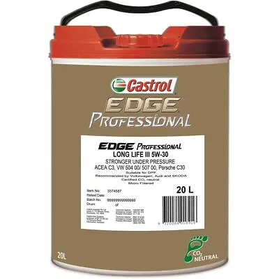 Castrol EDGE Professional 5W-30 Engine Oil 20L 3374587 • $238.81