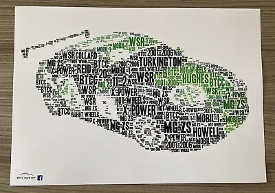 BTCC Updated WSR MG ZS X-Power Various Drivers Colour Car Word Art ~ A4 Poster • £5