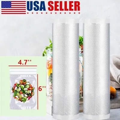 $7.99 • Buy 2 Roll Pack Vacuum Sealer Bags 4.7''X 196'' Food Seal Bag For Kitchen Food Saver