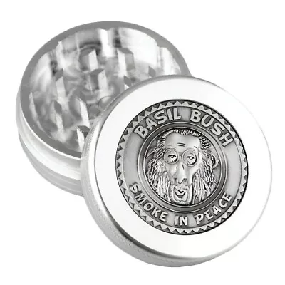 Basil Bush 2 Part 50mm Aluminium Herb Grinder 3D Logo Embossed Razor Sharp Teeth • £8.99