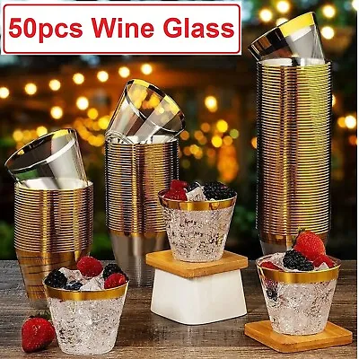 50PCS Disposable Reusable Wine Glass Champagne Glasses Drink Cup Cocktail Party • $25.99