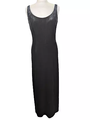 Vintage Laura Ashley Velvet Maxi Dress Black Size 10 90s Formal Pagan Cocktail • £49.96