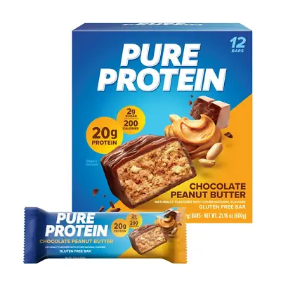 Pure Protein Bars Chocolate Peanut Butter 20g Protein Gluten Free 1.76 Oz 1 • $18.78