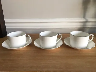 New Set Of 3 Wedgwood Vera Wang Blanc Sur Blanc Tea/coffee Cup & Saucer China • $49.95