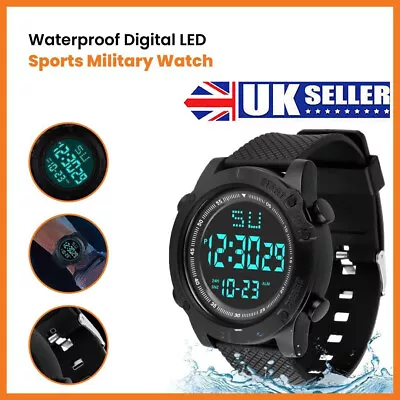 Men Waterproof Digital Sports Watch Military Tactical LED Backlight Wristwatch • £5.29