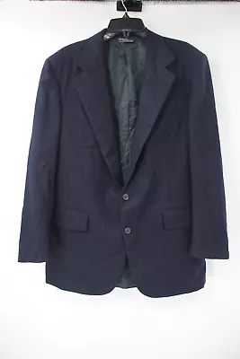 Vintage Polo Ralph Lauern Mens 40R Striped Two Button Sport Coat Blue Wool • $34.99