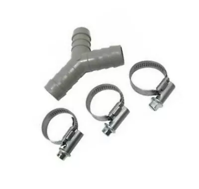 UNIVERSAL Dishwasher Drain Hose Y Piece Splitter Connector 3 Way Join 17mm 19mm • £6.75