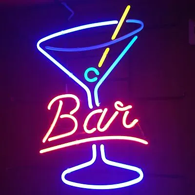 Cocktails Bar Martini Glass 17 X14  Neon Light Sign Lamp Beer Open Wall Decor • $99.99