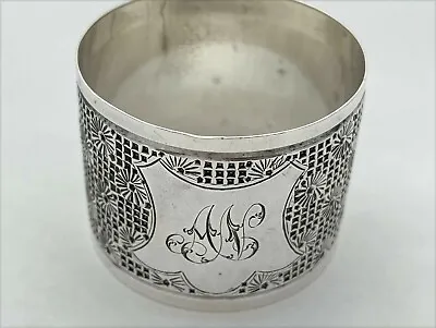 Sterling Silver Ring Napkin With British Hallmarks & Floral Design - Monogrammed • $79.99