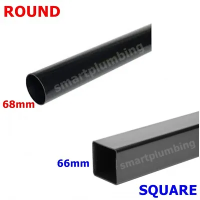 Rainwater Downpipe 1 Metre Lengths Black Square Or Round 68mm Pipe *FAST DEL* • £8.49