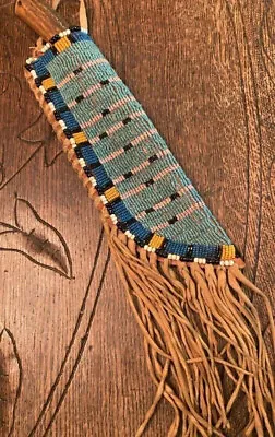 Sioux Tribe Native American Indian Beaded Knife Sheath Suede Leather Cover SU23 • £59.99