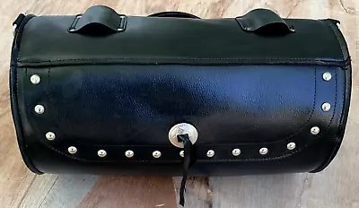 Motorcycle Roll Bag W/ Straps Great Condition Harley Yamaha Black Studded • $22.42