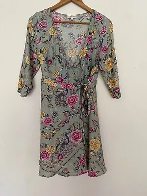 $20 • Buy Arnhem Woman’s Portofino Wrap Mini Dress Floral Green Boho Colourful Size  8