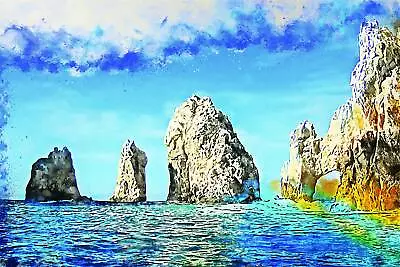 Cabo San Lucas Mexico Watercolor Canvas Mexico Beach Cabo San Lucas Watercolo • $139.99