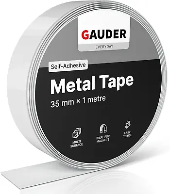 GAUDER Metal Tape Self Adhesive | Ferrous Tape For Magnets | Metallic Steel • £17.15