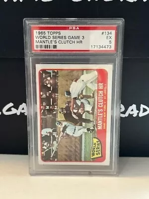 1965 Topps Baseball Mickey Mantle World Series Game 3 Clutch HR #134 PSA EX 5 • $45