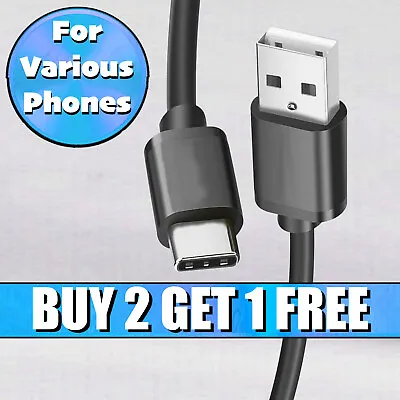 USB-C Charger Cable Type-C HeavyDuty Charging Data Sync Phone Long Lead 1m 2m • £2.49