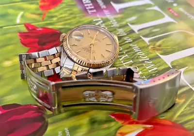 Vintage 1966 Rolex Datejust 16013 Men’s 36mm 18k Gold Rare Collector’s Watch • £4250