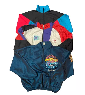 Lot Of 3 Vintage 90s Windbreakers Sergio Tacchini 80s Jackets Multicolor VTG • $39.99