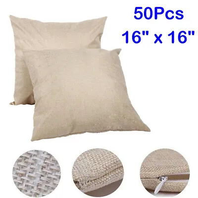 50Pcs 16  Linen Sublimation Blanks Throw Pillow Case Cushion Cover DIY Printed • $95.22
