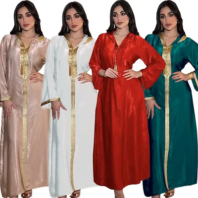 £29.63 • Buy Moroccan Abaya Muslim Women Long Maxi Dress Jilbab Dubai Party Gown Kaftan Robe