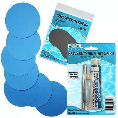 Heavy Duty Vinyl Repair Patch Kit For Above-Ground Pool Liner Repair; Glue And • $13.82