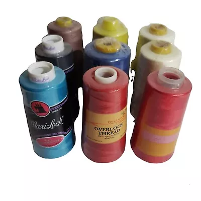 Maxi Lock Serger Sewing Thread 9 Spools Red Yellow Blue NEW • $9