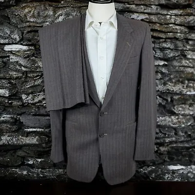 Vintage Carlo Ciatti 2 Piece Suit Mens 38L 32x30 Brick Brown Stripe • $99