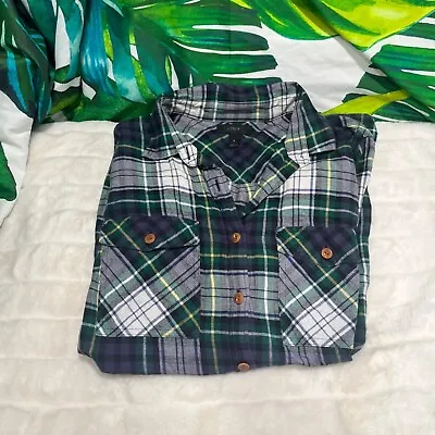$75 J.Crew Size 8 Blue Green White Plaid Classic Preppy Fall Winter Button Shirt • $19