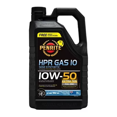 Penrite HPR Gas 10 10W50 Semi-Synthetic Engine Oil 5L HPRG10005 • $71.59