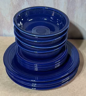 Vintage Fiestaware Dark Blue Plate And Bowl Set Of 4 • $9.99