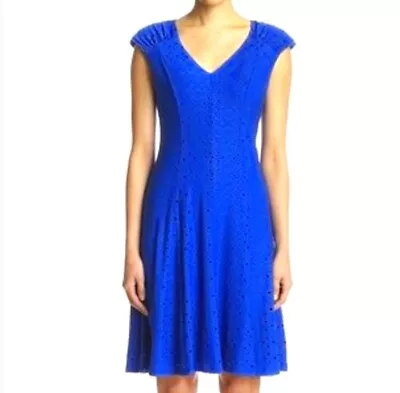 Maggy L Woman Plus Size 14W Royal Blue Fit & Flare Cap Sleeve Dress NWT • $34.99