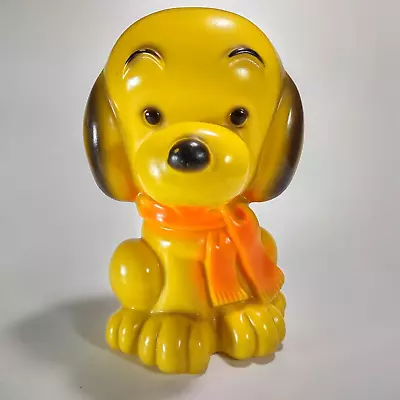 Vintage Yellow Dog Dreamland Creations Piggy/Coin Bank Hard Rubber Germany 1970 • $19.99