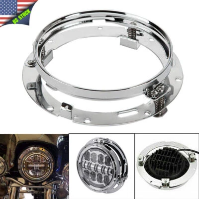$33.99 • Buy Chrome 7  LED Headlight Mounting Ring Bracket For Yamaha V-Star XVS 1100 950