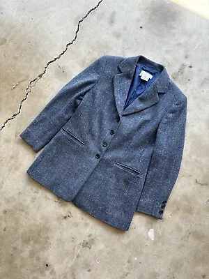 ESCADA Vintage Blue Wool Cashmere Double Breasted Jacket 42 FREE SHIPPING • $64.99