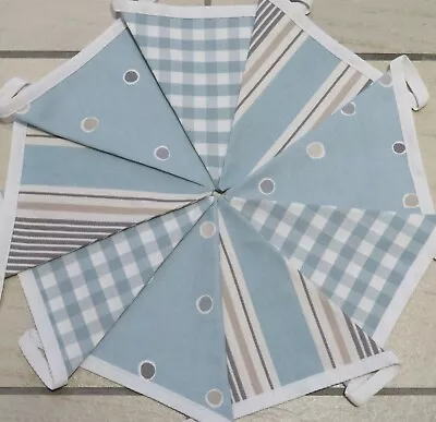 Laura Ashley Gingham Bunting 2.8 M + C&C Sail Stripe & Dotty Fabrics Duck Egg • £17.50