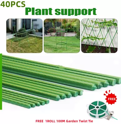 Set Of 40 Hydroponics Garden Plant Stakes Support Sticks Canes Pole Grow Tools • £26.96