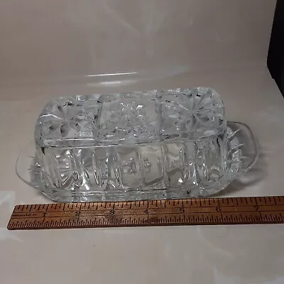 Vintage Stick Quarter Pound Covered Butter Prescut Pressed Glass Dish Plate • $13.50