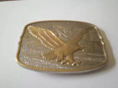 Flying Eagle Belt Buckle Vintage Silver And Gold Mountains In Back Gound • $11.50