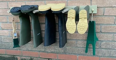 Wall Mounted Welly Boot Rack Wooden Wellington Holder Outdoor Shoe Organiser • £7.99