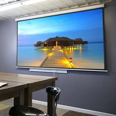 100 Inch 16:9 Manual Pull Down Projector Projection Screen Home Theater Movie • $52.58
