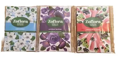 Zoflora Scented Sachets Eliminates Odours Fresh Linen Rhubarb Midnight Blooms • £3.95