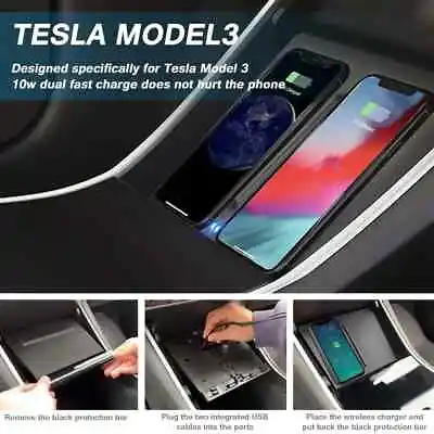 Wireless Charger For Tesla Model 3 Dual Phone Charging Pad • $14.99