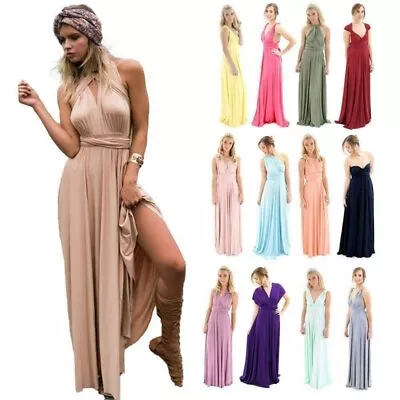 Formal Evening Maxi Dress Multi Way Long Convertible Bridesmaid Women's Wrap • £14.53