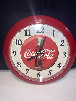 Coca-Cola Red Plastic Rim 9  Analog Wall Clock In Excellent Working Condition • $25.66