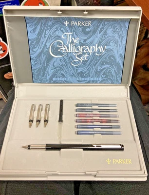 £24.53 • Buy Parker THE CALLIGRAPHY SET Fountain Pen W/ Nibs & Ink Cartridges 1989